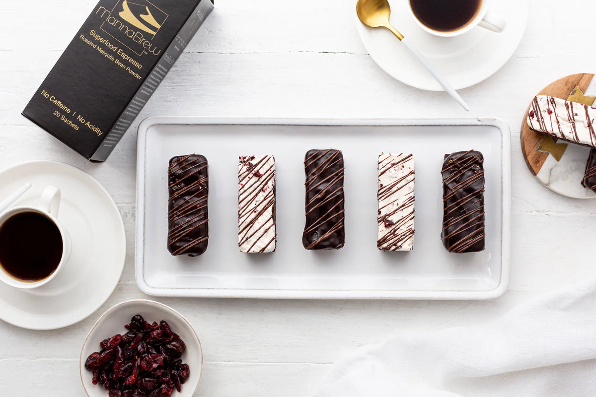 Dark Chocolate and Mannabrew Brownies with Cranberry Nougat