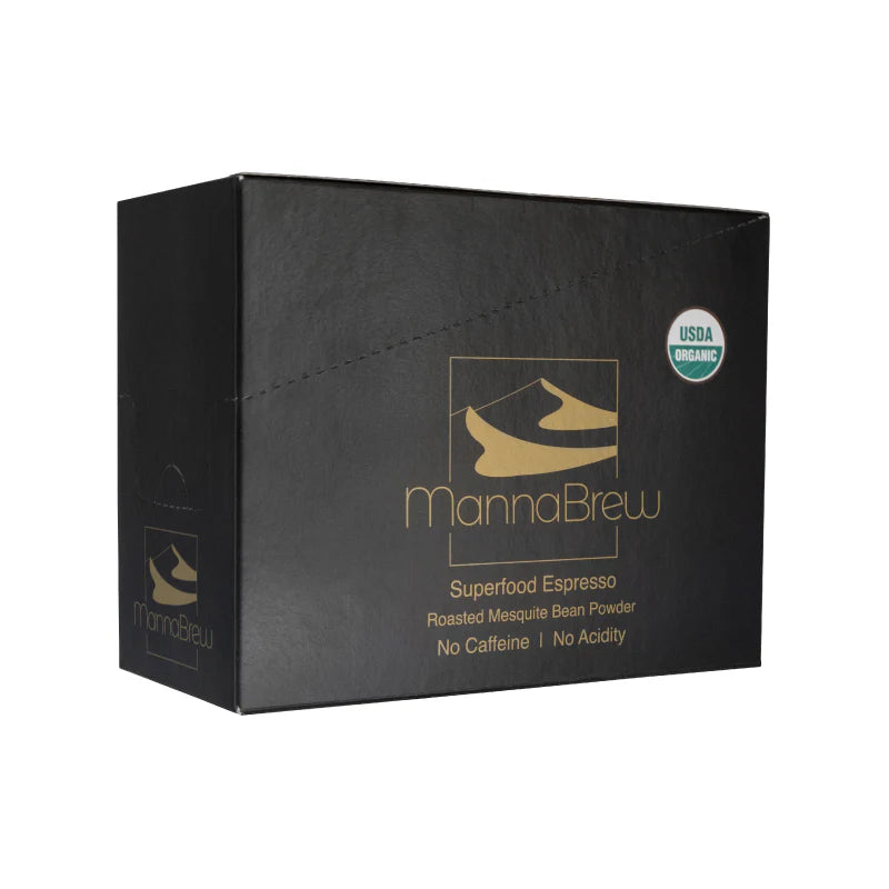 MannaBrew - Mesquite seedpod "coffee" - 20 Single Sachets - Display Carton - Makes 20 cups
