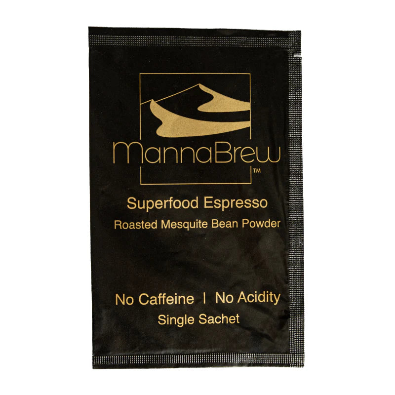 MannaBrew - Mesquite seedpod "coffee" - 20 Single Sachets - Display Carton - Makes 20 cups