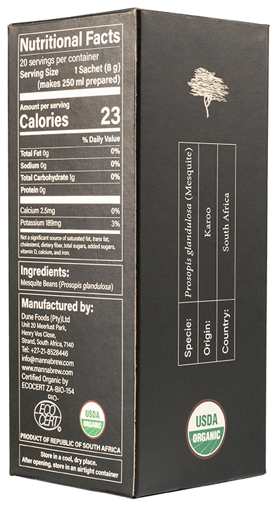 MannaBrew - Mesquite seedpod "coffee" – 20 Sachets (like tea bag) - makes 20 cups