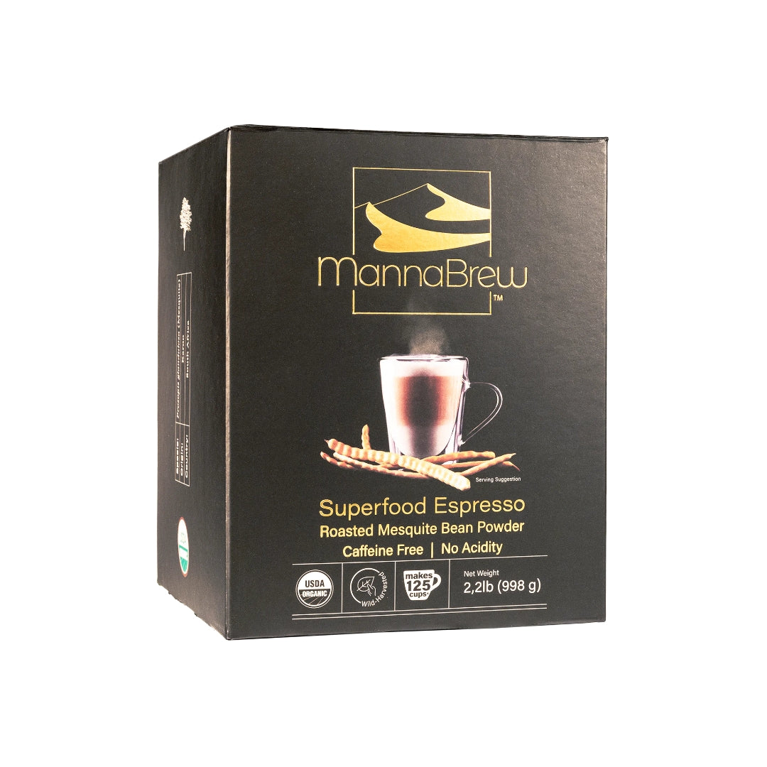 MannaBrew - Mesquite seedpod "coffee" – 2.2 lbs (998g) Box - Makes 125 Cups