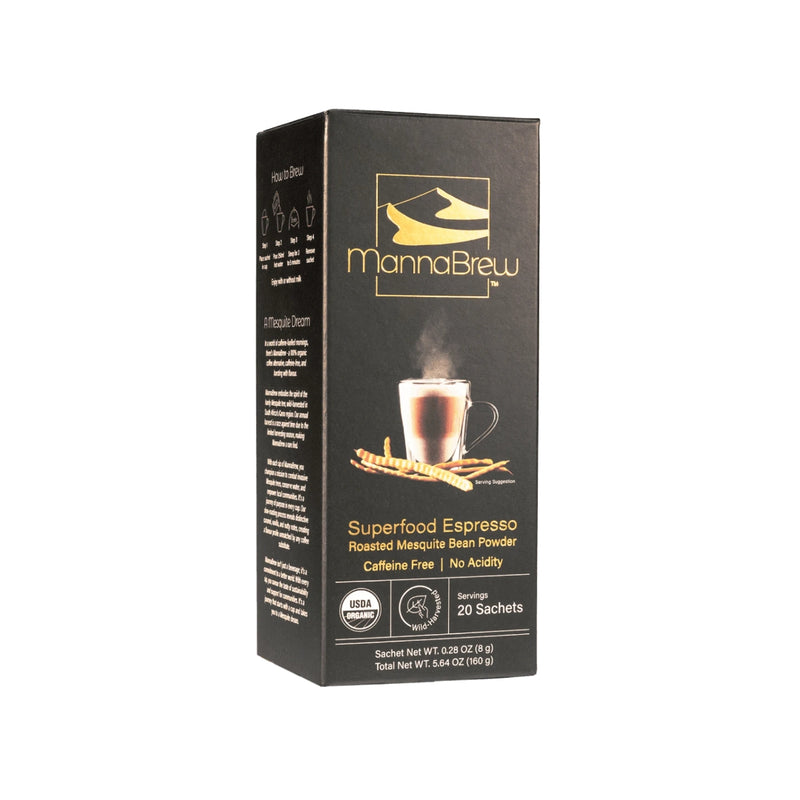 MannaBrew - Mesquite seedpod "coffee" – 20 Sachets (like tea bag) - makes 20 cups